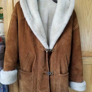 Suede leather faux shearling jacket